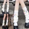 Colorful Button Stackable Socks Women Leg Warmers Comfortable Claf Length Stockings for Fashion-forward Individuals  White