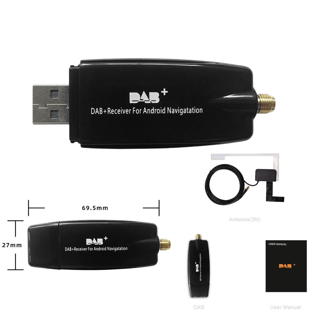 

DAB+ USB Android Автомобільний радіоприймач Plus Антена Підсилювач GPS Стереоприймач Автоматичний тюнер Box Адаптер Модуль підсилювача сигналу Dongle чорний