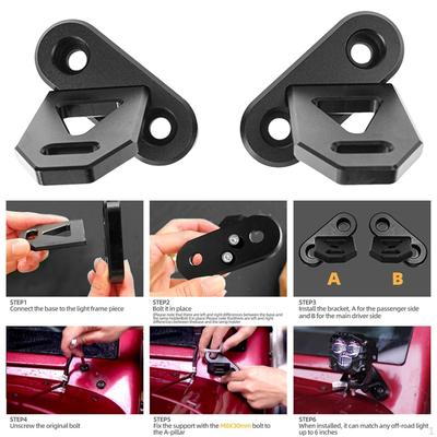 Ditch Light Bracket Windshield Hinge Mounting Aluminum Alloy LED Lights for Cars Automobile