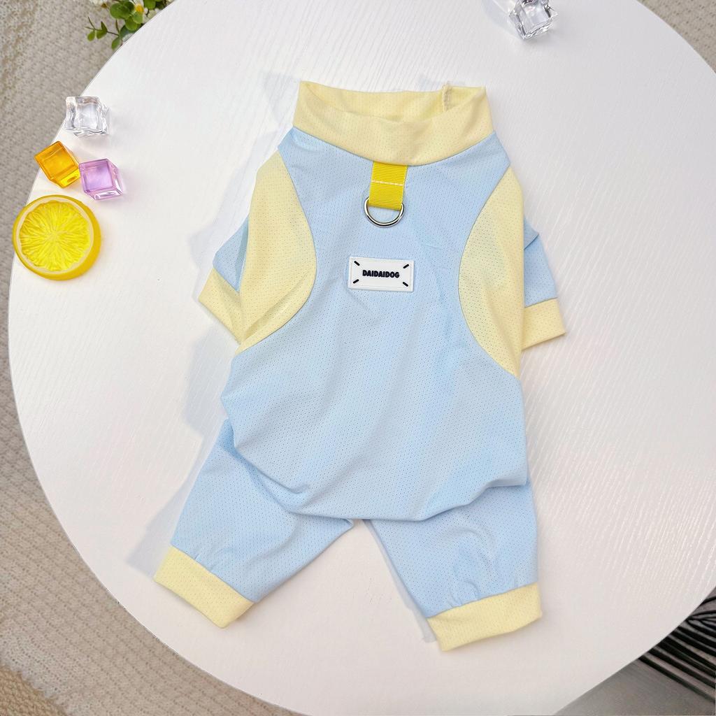 Pet Dog Clothing - Spring and Summer Ice Silk Cooling Four-Legged Coat with Mesh Panels - Cat Cool Clothing - Sun Protection Suit