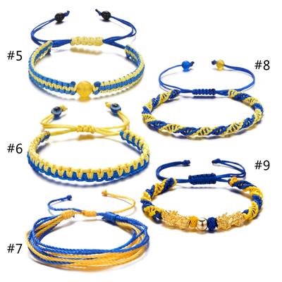 Handgeflochtenes Armband Gelb Blau Flaggenarmbänder Handgewebtes Seil Charm-Armbänder für Damen Herren Paar Armreif Schmuck