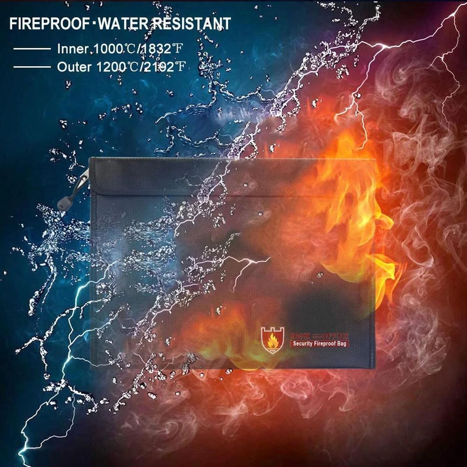 

Fireproof Document Bags, 15 X 11 Inch Fireproof Money Bag, Fireproof Secure Storage Pouch With Zipper For Document Holders, Files, Cash, And Tablets, One Size