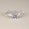6.5mm Twisted Split Shank Solitaire Moissanite Engagement Ring S925 Sterling Silver For Women