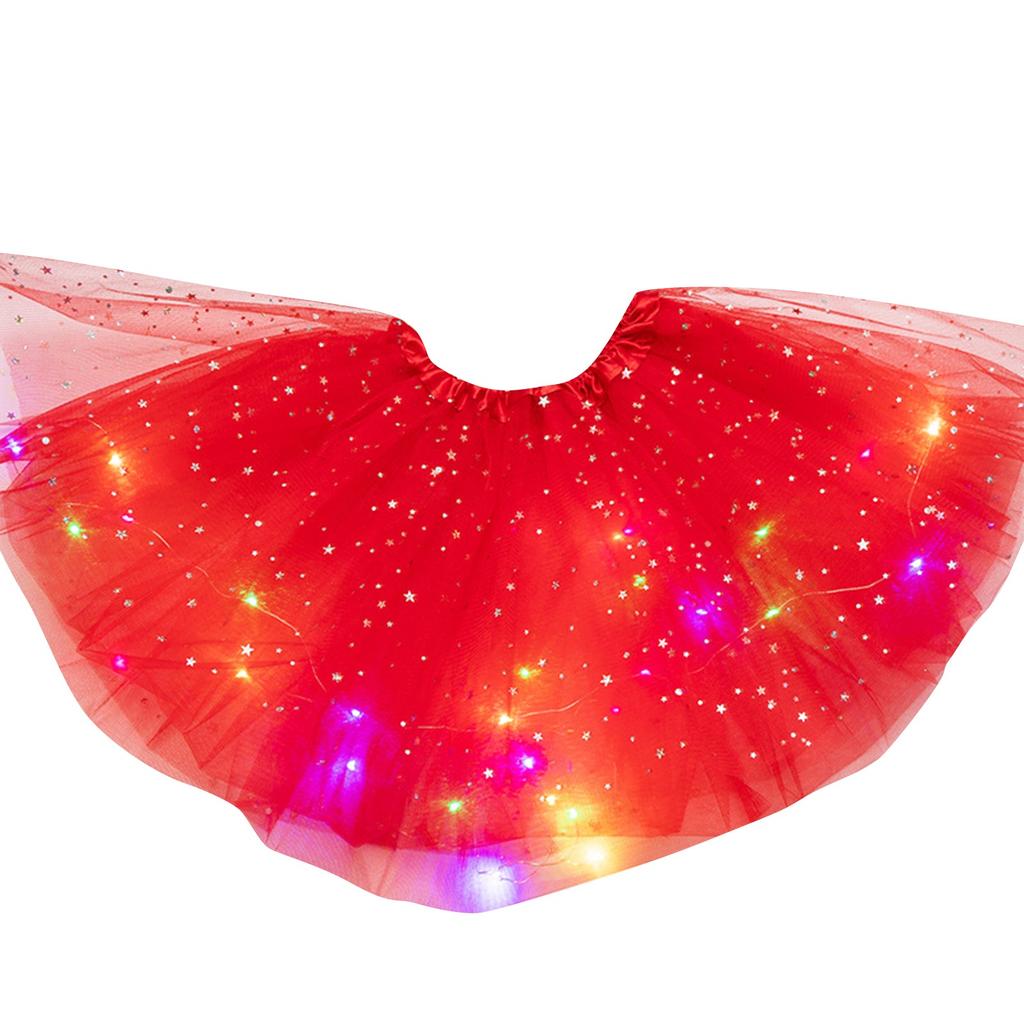 Women's Sequined Light-emitting Half-length Mesh Skirt LED Light Tulle Skirt