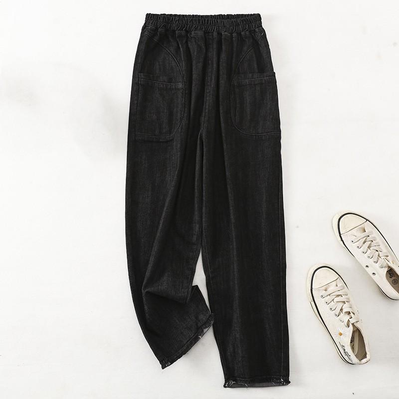 

Женские свободные джинсы весна-лето с необработанными краями, повседневные брюки Harlem S чёрный