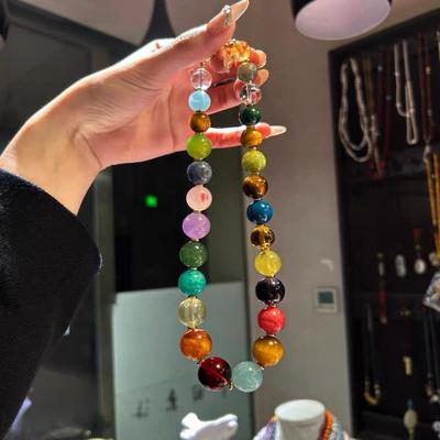 Women Handmade Natural Crystal Semi Precious Stone Beaded Necklace With Real Gold Plated Copper Chain