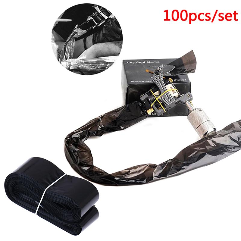 100 Buc Pungi Negre de Unică Folosință pentru Mașină de Tatuat, Clip Cord, Cârlig, Mânecă, Husă de Igienă