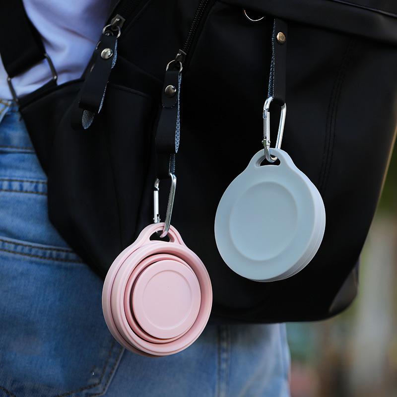 Faltbarer Kaffeebecher, Klappbecher, Mini-Einziehbecher, Silikon, tragbare Teetasse, Outdoor-Reise-Teleskop-Trinkbecher mit Deckel