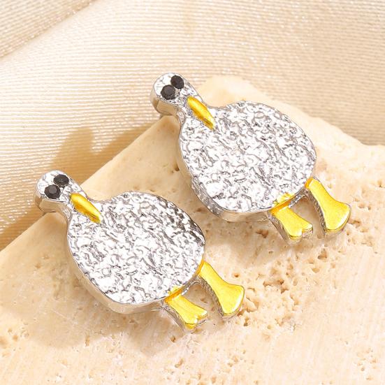 1 Paar Ohrstecker Cartoon Vogel Design Retro Stil Kontrastfarbene Ohrringe Süßes Mädchen Stil Schmuck Zubehör
