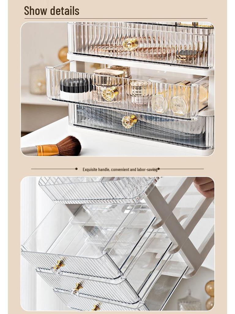 Clear Cosmetic Organizer: Drawer-Style Makeup Box for Desktop and Dorm Room