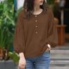 ZANZEA Women Casual Round Neck 3/4 Sleeve Loose Blouse