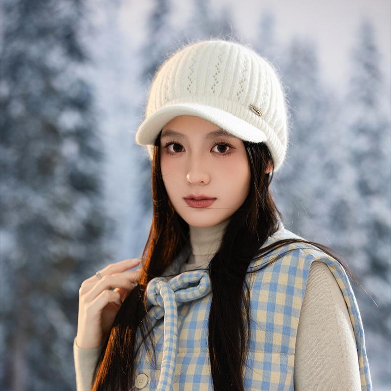 Hat Women's Fleece Thickened Knitted Cap Autumn and Winter Outdoor Fashion Windproof Warm Hat