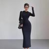 Autumn/Winter Hooded Sweater Dress – Sexy Knee-Length, Long-Sleeved, Hip-Wrapped Design