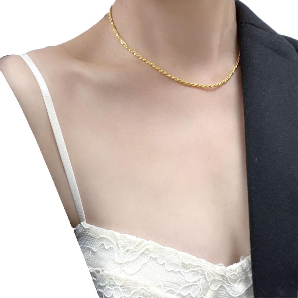 Gold-Plated Brass Twisted Necklace: Versatile, Shiny, Layered Design with a High-End Feel, Knot-Ready for Timeless Style.
