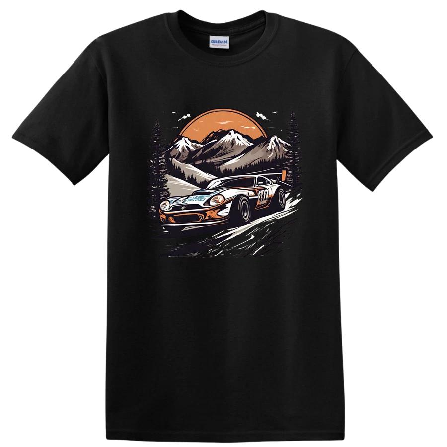 Racing Car Mountain Landscape Vintage T Shirt Graphic Tee Adventure Design XS