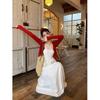 Korean Atmosphere Gentle White Suspender Dress Children Early Spring New First Love Temperament Long Skirt