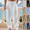 Men's Autumn Cotton Linen Breathable Straight Leg Trousers - Loose Fit Casual Sports Pants
