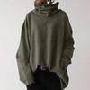 Women's Autumn and Winter High Collar Warm Loose Solid Color Weatshirt Fashion Casual Clothes Long Sleeve Pocket High Collar Size S-5XL