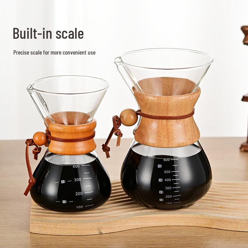 TLXT Wood Chip Glass Coffee Sharing Pot