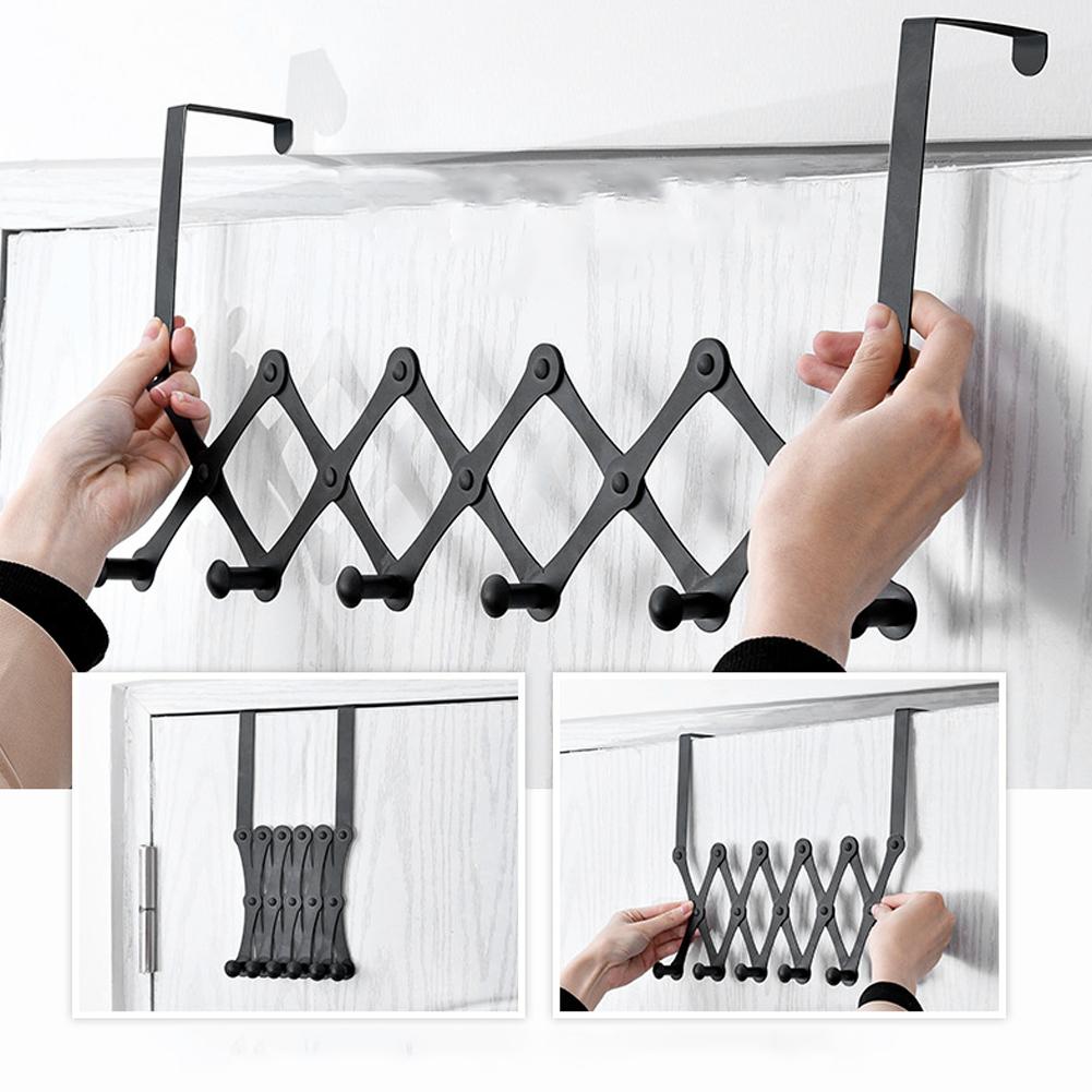 Cârlige Peste Ușă din Oțel Inoxidabil Telescopic Pliabil Suport Pălării Rucsac Agățător Raft Suspendat de Ușă pentru