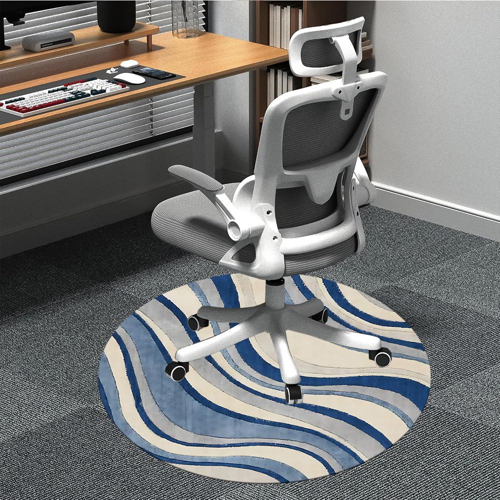 1pc Ocean Waves Office Round Area Rug, Under Office Chairs Bedroom Living Room Home Decor, Room Deco, Available in Various Sizes