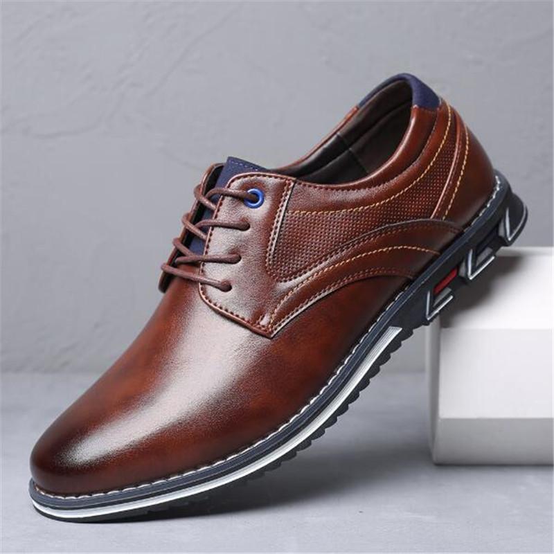 Fashion Men Casual Shoes Fashion Brand Classic Casual Men Pu Leather Shoes Black Hot Sale Breathable Business Lace-Up Men Shoes Big Size