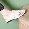 New half slippers 2025 summer wear women's new hollow bag head woven fashion slippers lazy height soft leather
