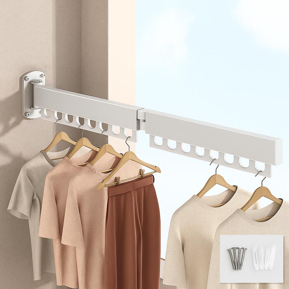 Rust-proof Wall Mount Clothes Hanger Stainless Steel Retractable Clothes Rack  Outdoor