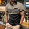 European and American Men's Summer Fashion Striped Print Comfortable Breathable Polo Shirt Outdoor Urban Casual Top