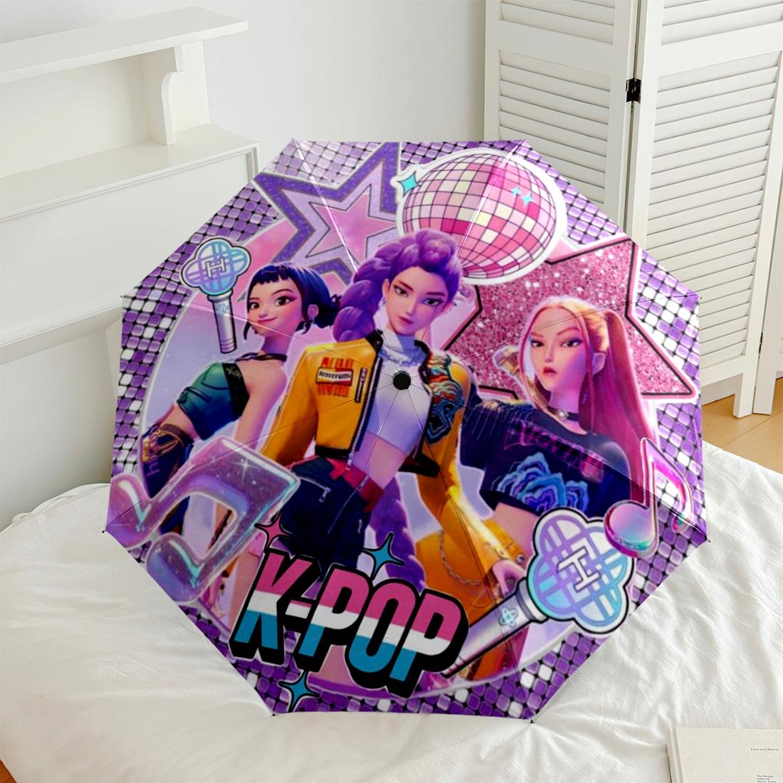 1 Stück Kpop Kompakter Reise-Automatikschirm Stabiler 8-Rippen-Schaft Stabile Konstruktion Ganzjahresregenschirm Reise Eleganter Damenschirm Spirituelles Geschenk