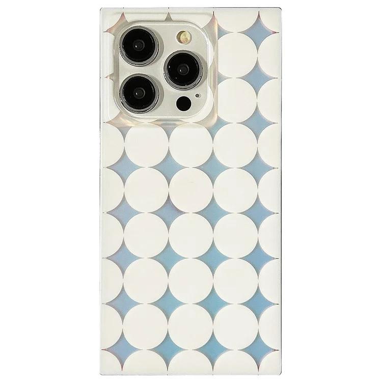 

For iPhone 15 Pro Max Square Case Matte TPU Phone Cover Laser Polka Dot