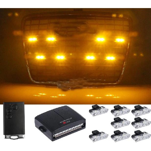 8/16 in 1 LED Suv Grille Strobe Light Automotive Strobe Warning LED Flashing Emergency Car External Light with wireless control
