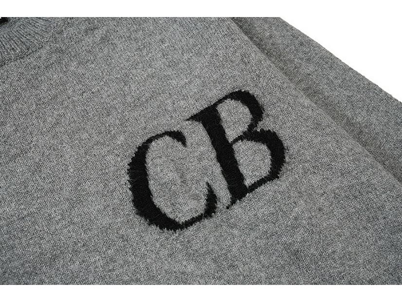 Pulover unisex de înaltă calitate Cole Buxton CB Jacquard cu litere, larg, cu gât rotund