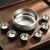 Titanium Tea Set Outdoor Camping Portable Double-Layer Insulated Teacups 6-Person Chinese Gongfu Kit
