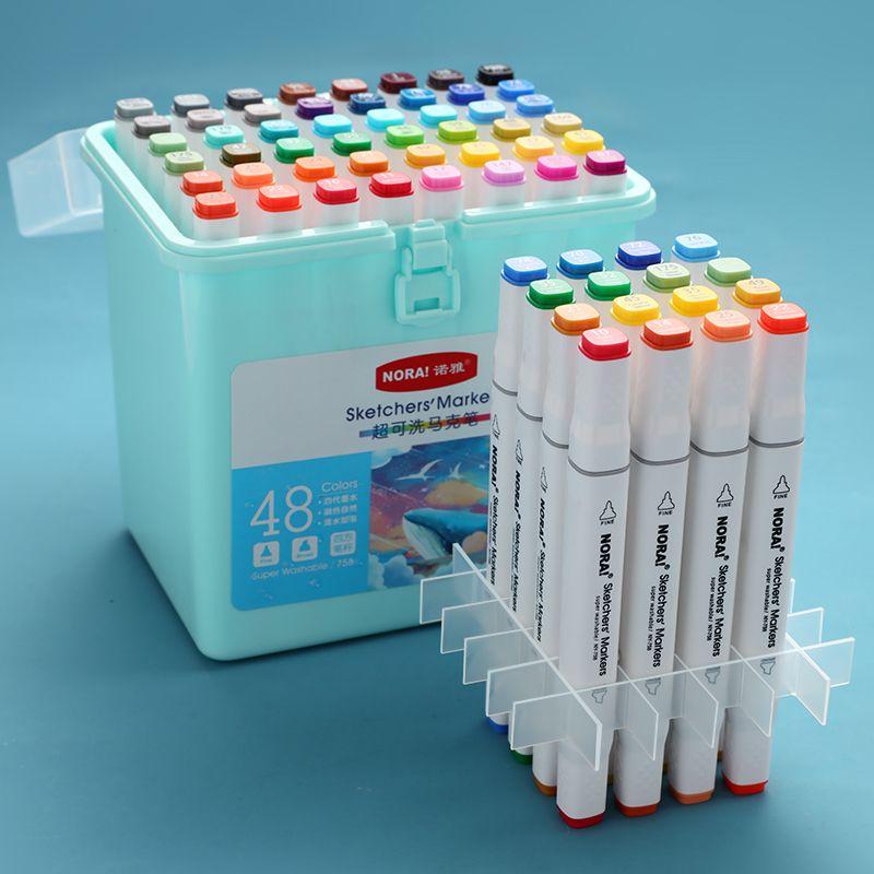Mark Pen 24 Colors, Primary School Watercolor Pen 48 Colors, Art Supplies Brushes, Children's Safe and Non-toxic Double-ended Watercolor Pen