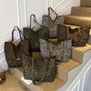 Korean Style Niche Leopard Print Canvas Bag for Women Spring Summer New Casual Lazy Style Single Shoulder Bag Large Capacity Com