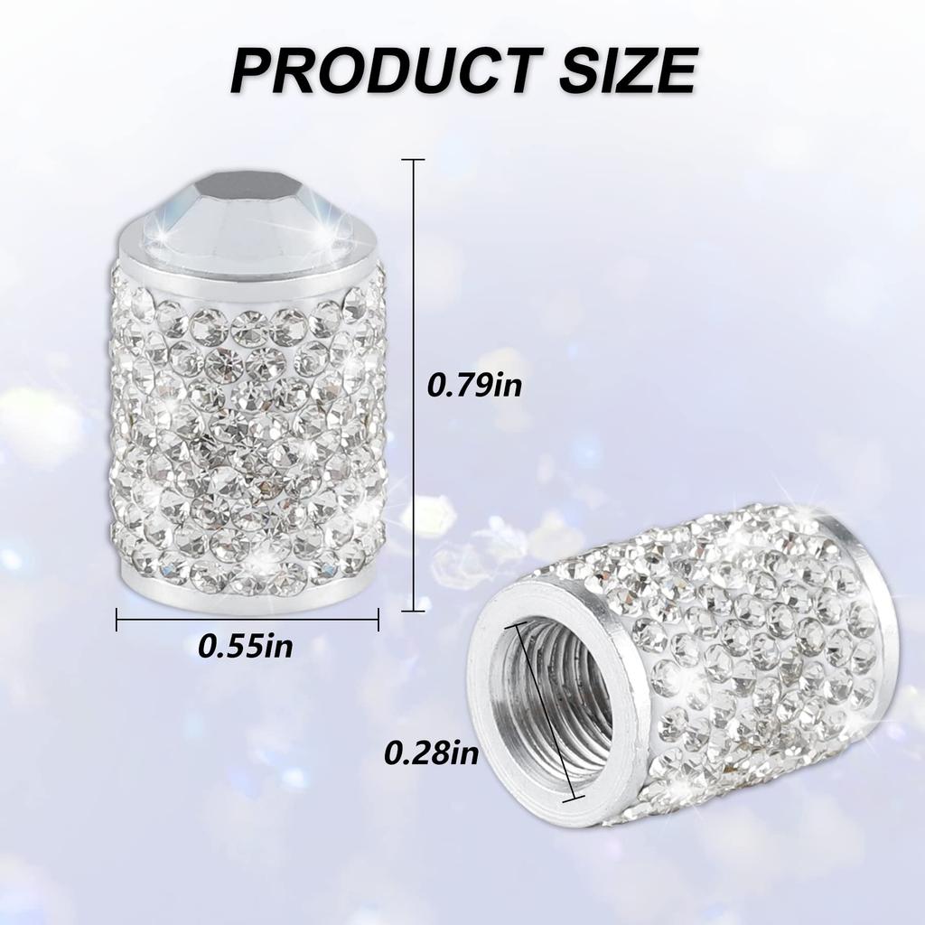alpmosn Car Wheel Tire Valve Caps 4pcs Bling Tire Valve Caps Crystal Tire Caps