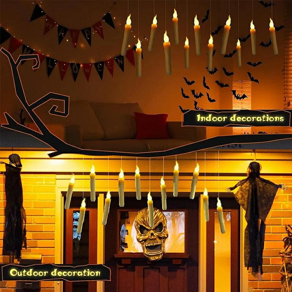 12PCS LED Floating Candles with 1PC Magic Wand Remote Timer for Birthday Halloween Party