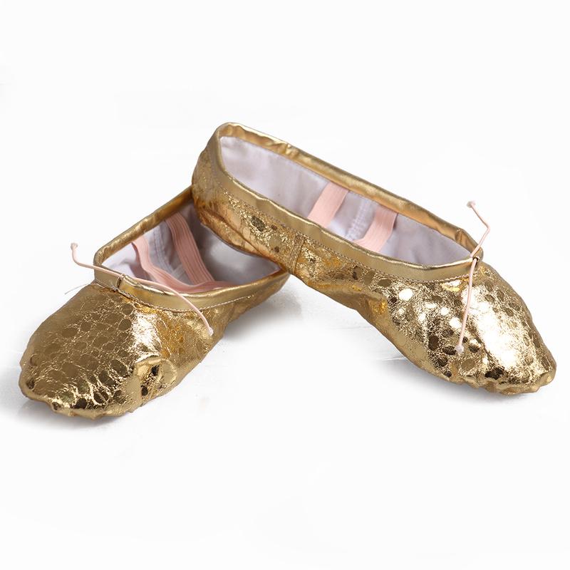 Sports Ballet Dancer Shoe Dance Feet Wearing Shoes Pointed Sequin Leather Ballet Dancing Shoes