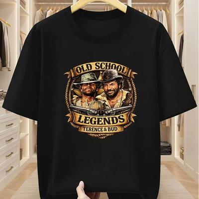 Unisexs TShirt 100Cotton with Old School Legends Terence Bud Graphic Print Comfortable Casual Shortsleeved Tshirt In Summer
