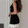 Personalisiertes Patchwork-Plisseekleid mit ärmellosem Saum für Abendparty und Urlaubsfreizeit