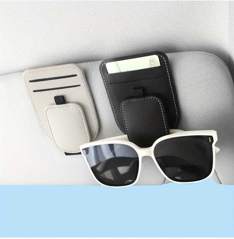 Car Sun Visor Glasses Clip with Dual Card Slot, Multifunction Sunglasses Holder and Interior Eyeglasses Storage Rack
