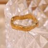 European & American 18K Gold-Plated Retro Wave Ring – Women's Stainless Steel Hand Jewelry