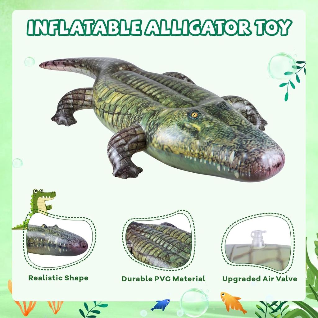 Giant Inflatable Alligator Pool Float,84 inch Animal Themed Pool Toy Ballons for Birthday Pool Halloween Party Decorations,Blow Up Photo Prop,Party