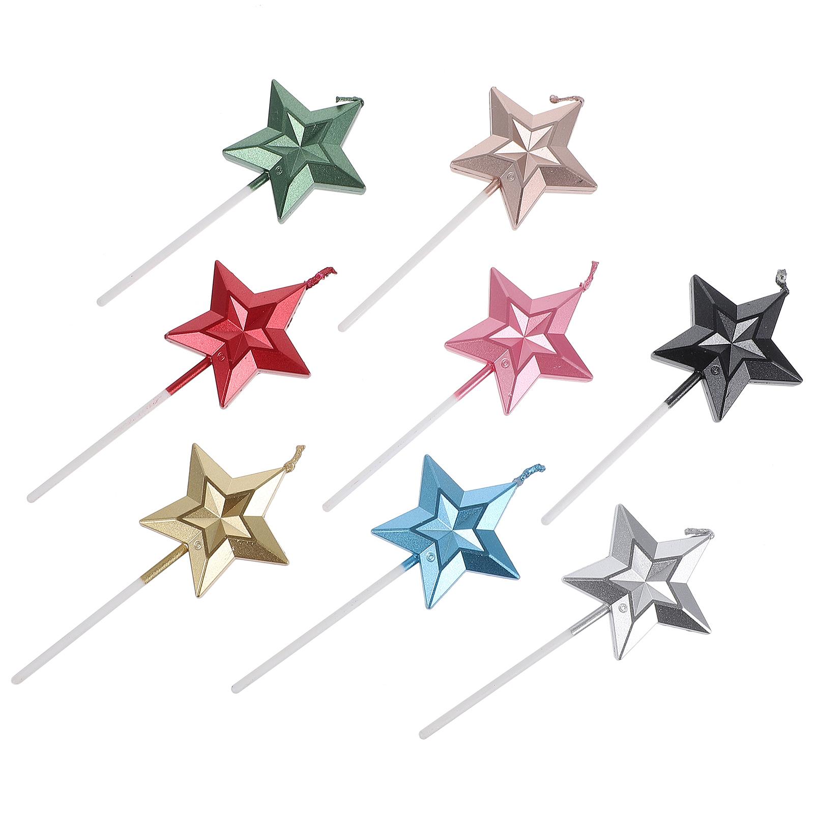 

8Pcs Birthday Cake Decoration Candles With Star Shape Toppers For Party Supplies Accessories Wax Based Home Decor