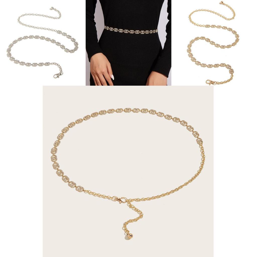 Gold And Silver Metal Waist Jewelry Chain With Hook Closure For Party And Casual Wear
