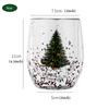 2 ks 10oz Bezkmenové sklenice na víno s vánočním stromkem: Třpytivé flitry, Dvojstěnná izolace | Slavnostní přípitky a sváteční veselí!