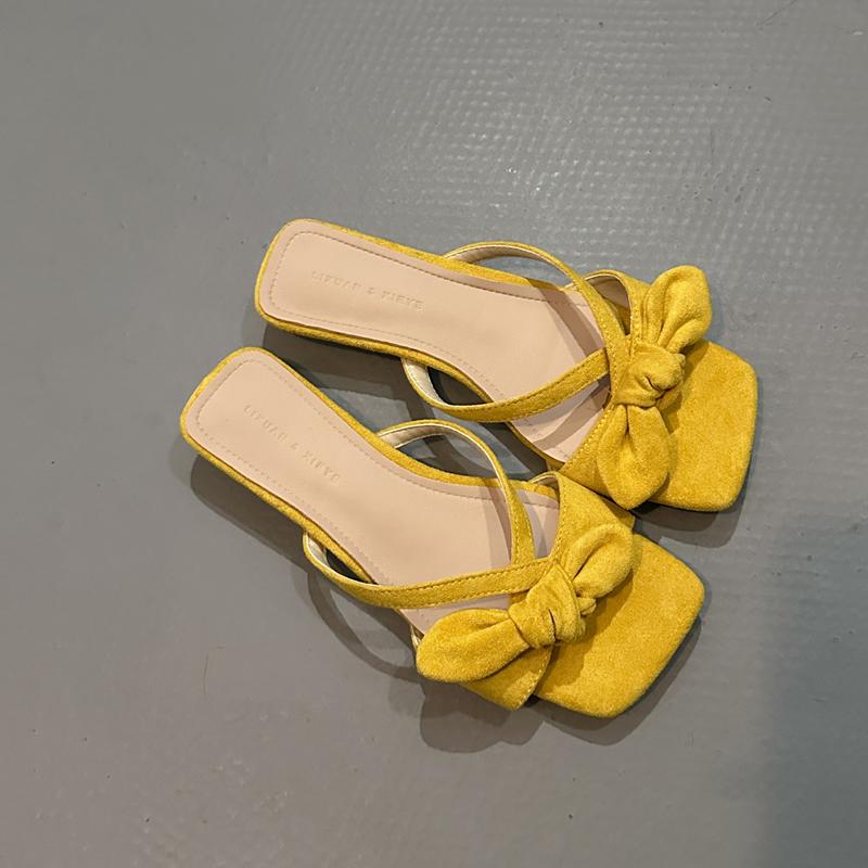 

2025 Designer Summer Women Fashion Butterfly-knot Slippers Casual Open Toe Beach Vacation Slides Ladies Party Dress Shoes 39 жёлтый