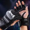 1 pár Půlprsté pěsti Dobrý tlumicí výkon Dutá dlaň Zesílené boxerské rukavice Černé MMA