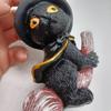Small Flying Broom Cat Decorative Black Cat Witch Statue Creative Witch Cats Figurine  Desktop